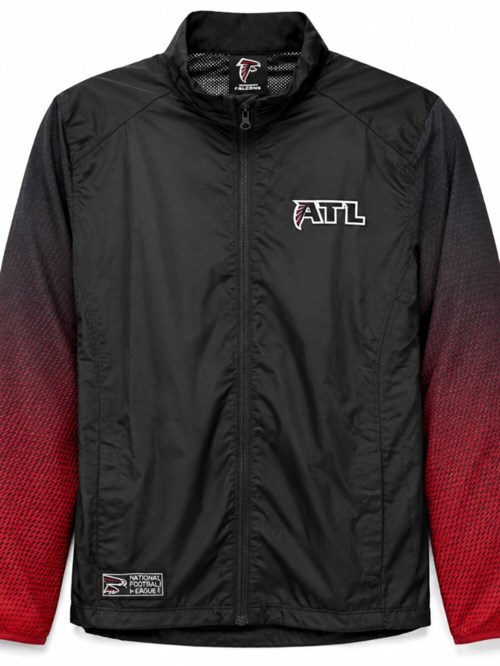 Atlanta Falcons Red and Black Windbreaker with Stand-Up Collar